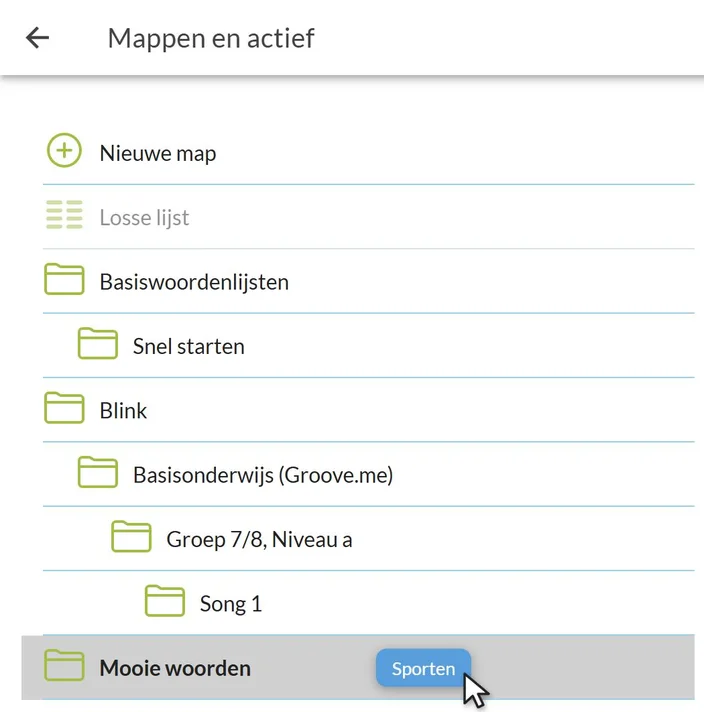 Woordenlijst naar een map slepen in Wozzol
