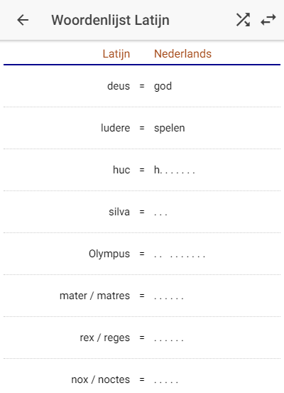 Woordenlijsten latijn op Wozzol