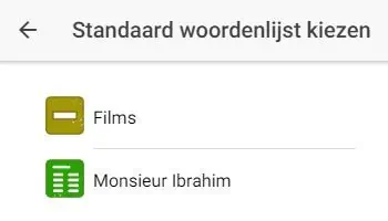 Kies een standaard woordenlijst