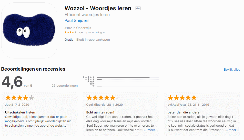 Woordjes leren met Wozzol reviews App Store