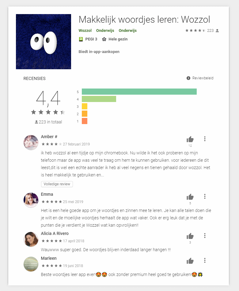 Reviews Wozzol in de Play Store